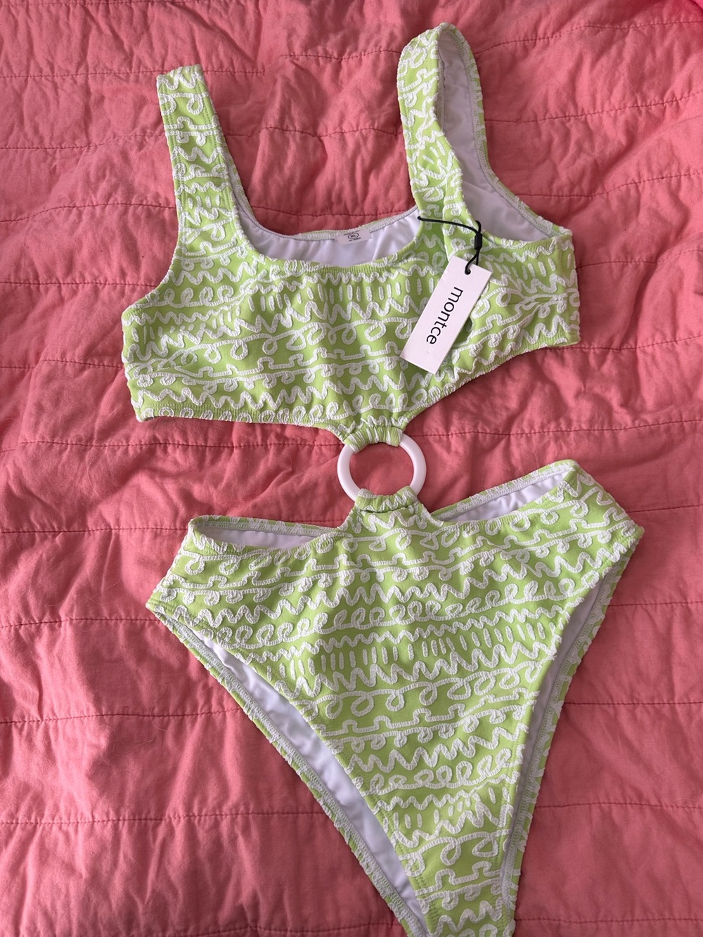 Montce NWT Lime Green Ring-Detail One-Piece Swim